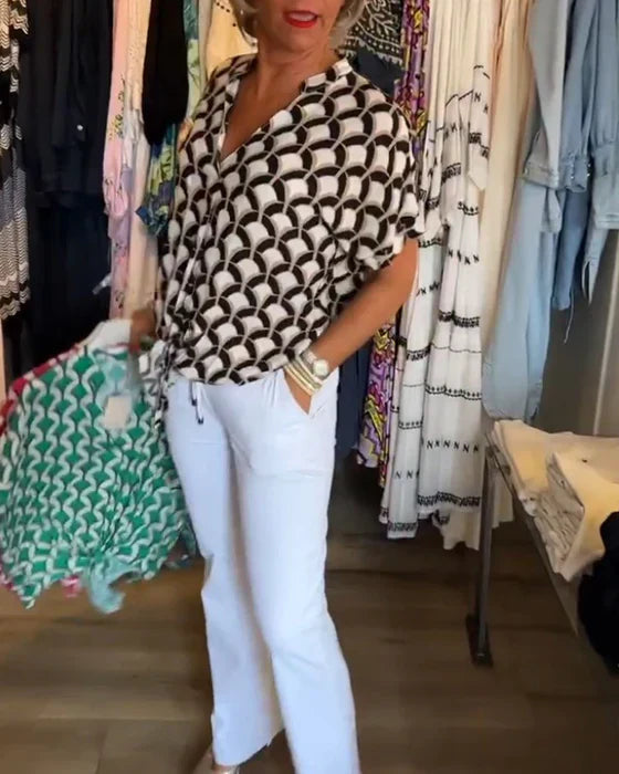 Women Modern Printed V-Neck Blouse | Zadie