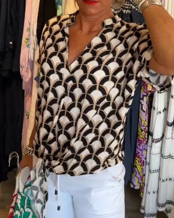 Women Modern Printed V-Neck Blouse | Zadie
