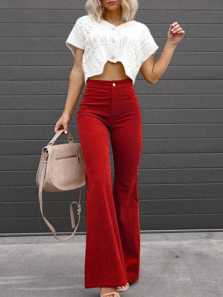 Women Chic High-Waisted Flared Pants | Radella