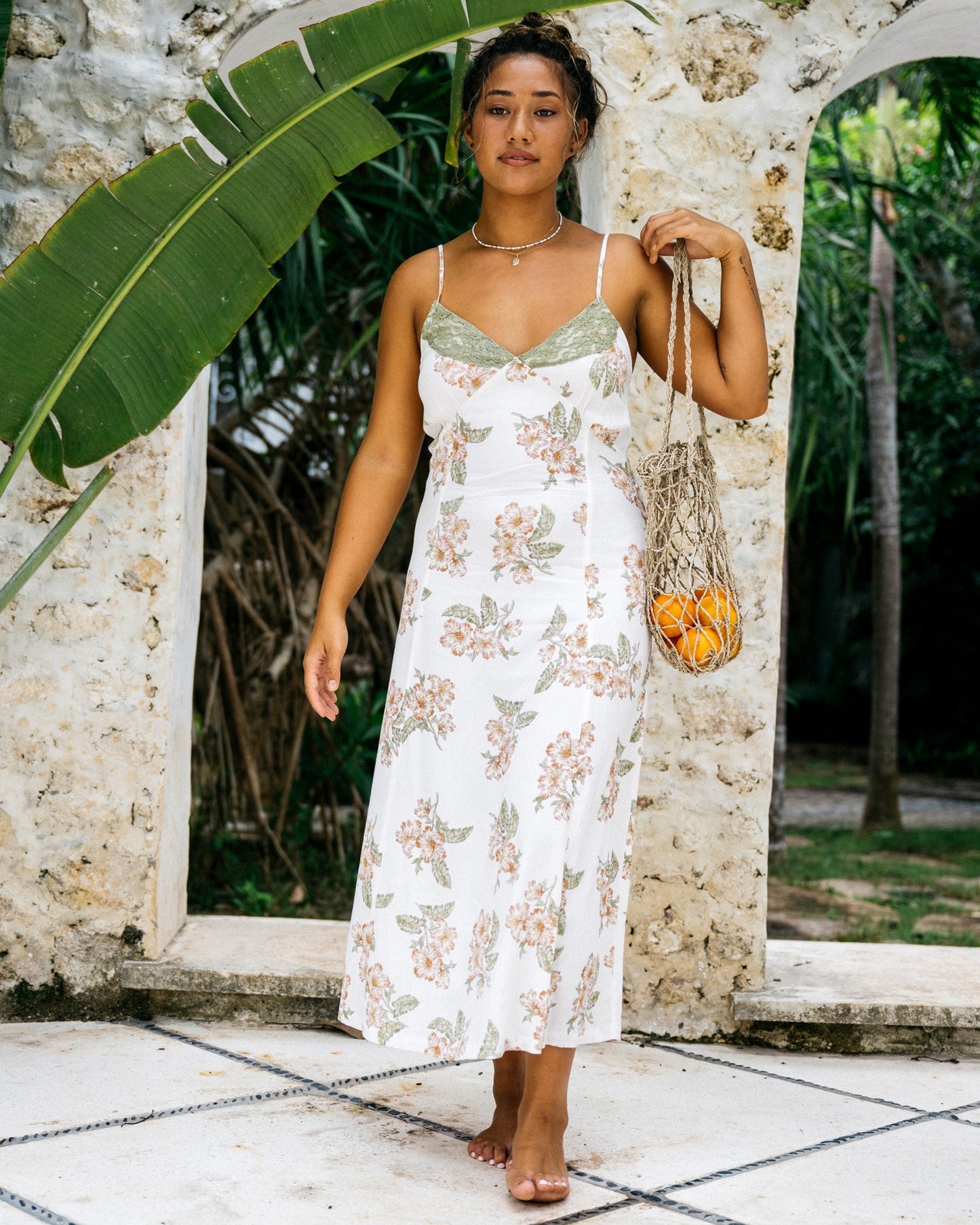 Women Floral Lace-Trim Maxi Dress | Amelia