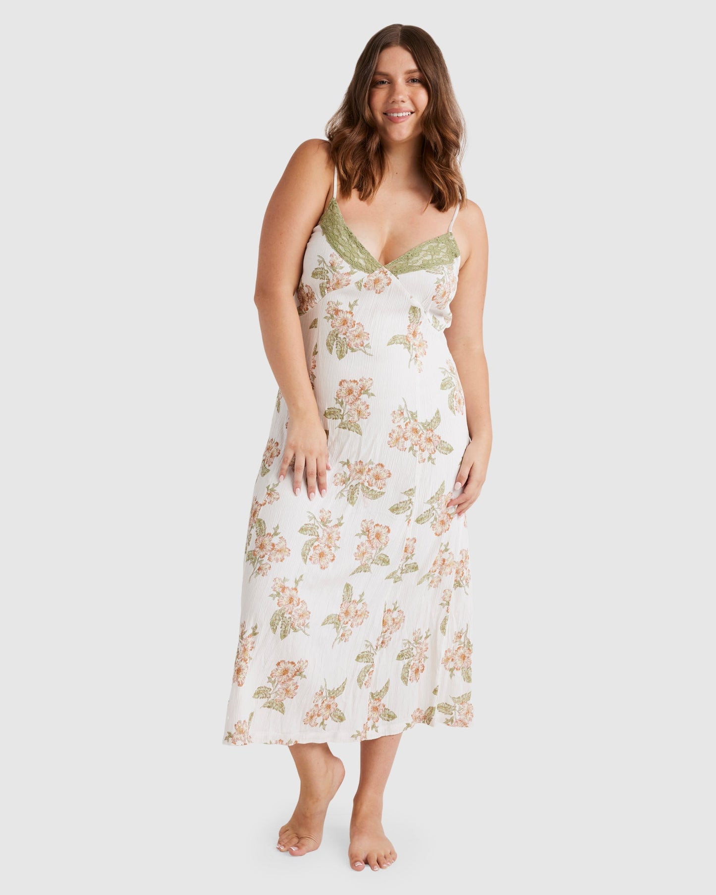 Women Floral Lace-Trim Maxi Dress | Amelia