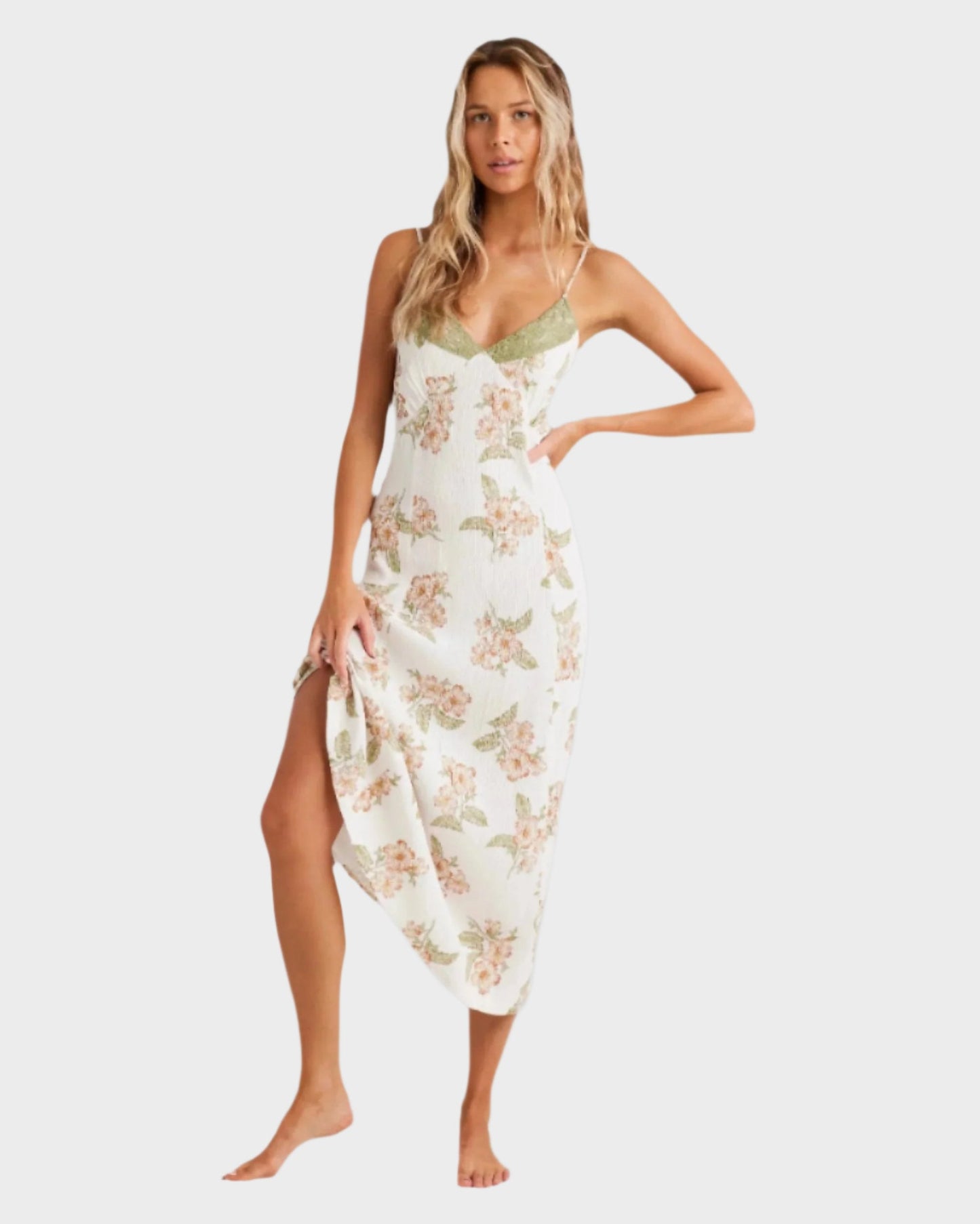 Women Floral Lace-Trim Maxi Dress | Amelia