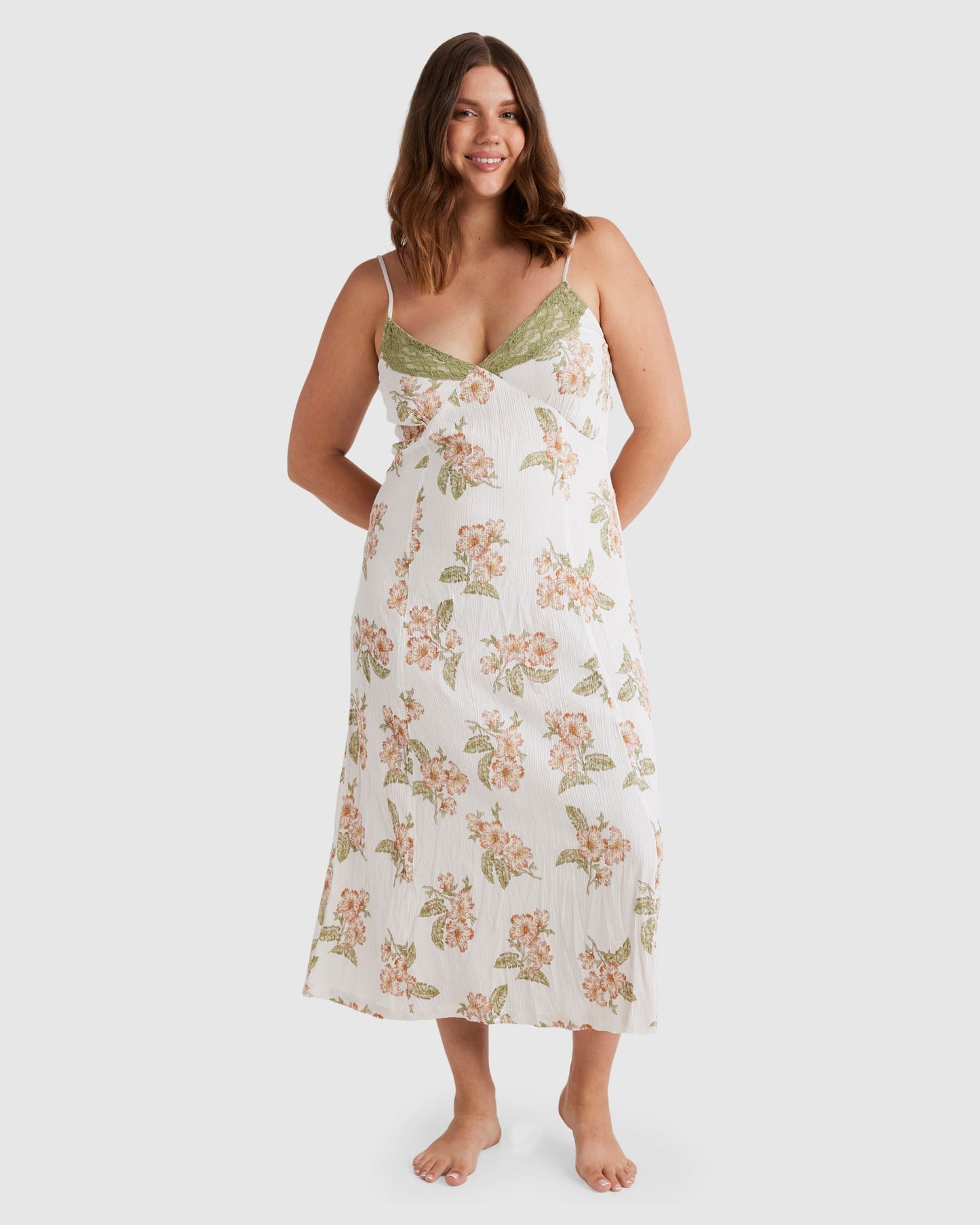 Women Floral Lace-Trim Maxi Dress | Amelia