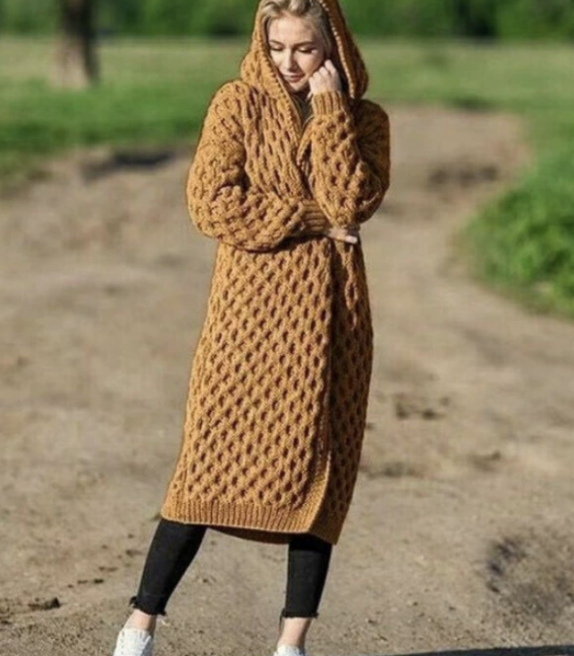 Women Hooded Cable Knit Cardigan | Amirae