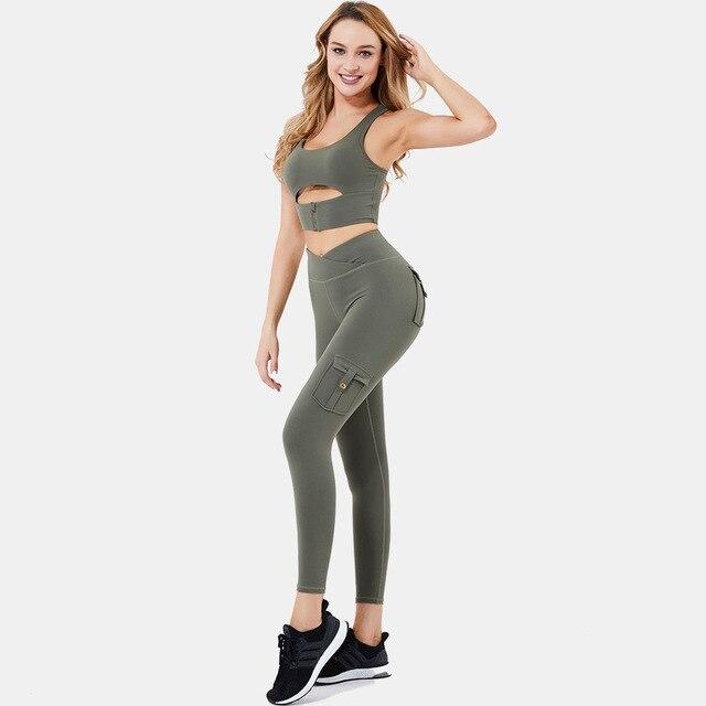 Women Leggings Black Nylon Spandex with Pockets | Bella-3