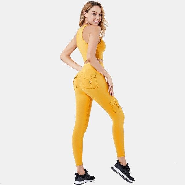 Women Leggings Black Nylon Spandex with Pockets | Bella-2