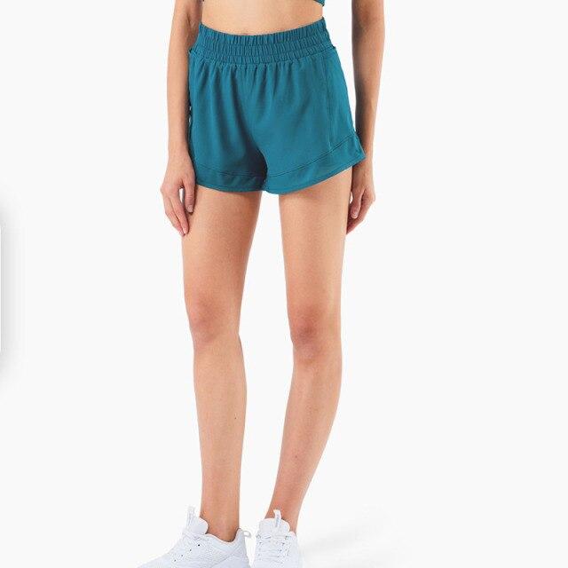 Women Yoga Shorts Black Nylon Spandex | Summer Breeze-6