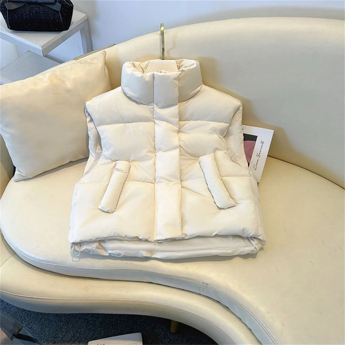 Women Padded High Collar Vest | Kirsie