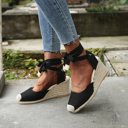 Women Lace-Up Wedge Espadrilles | Leocadia