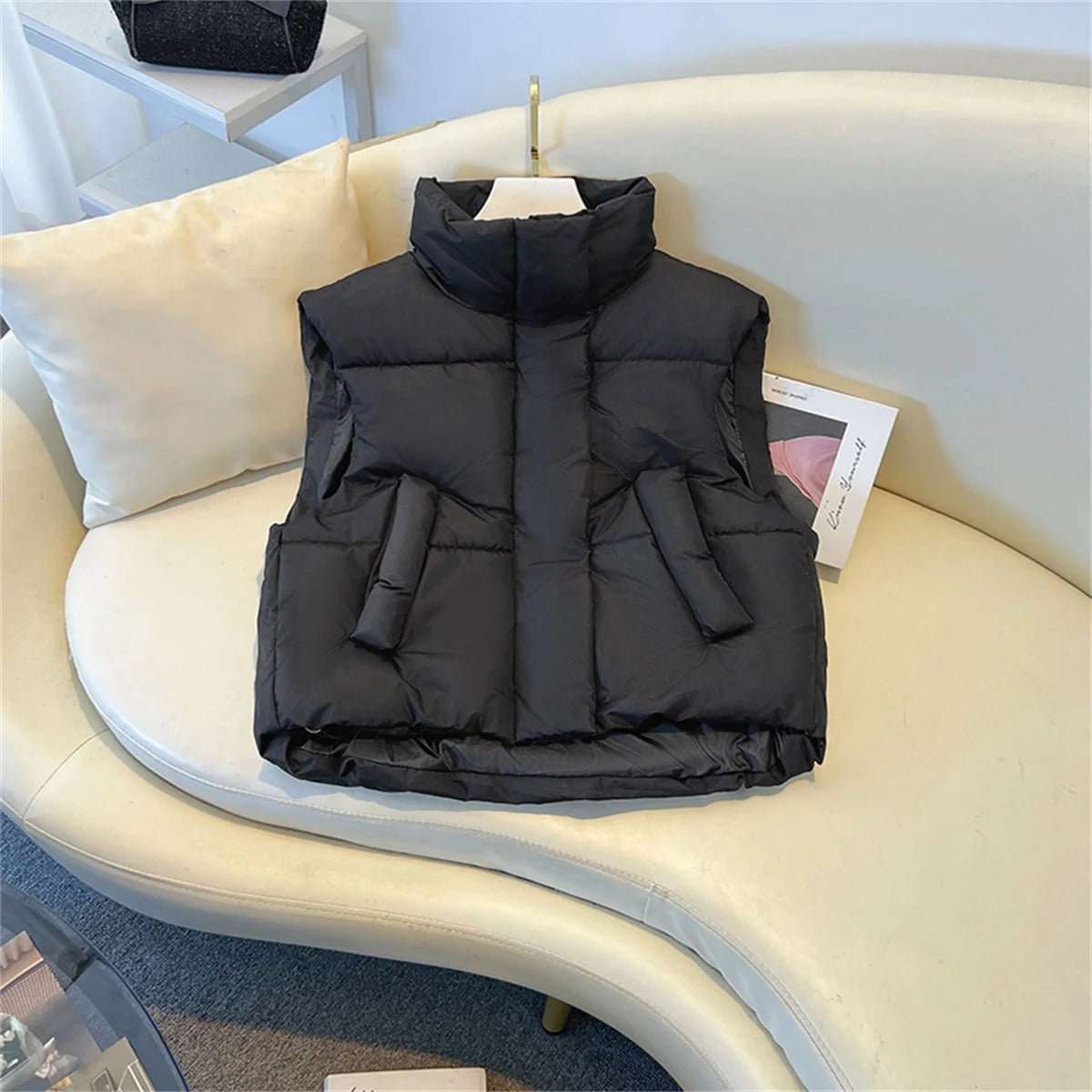 Women Padded High Collar Vest | Kirsie