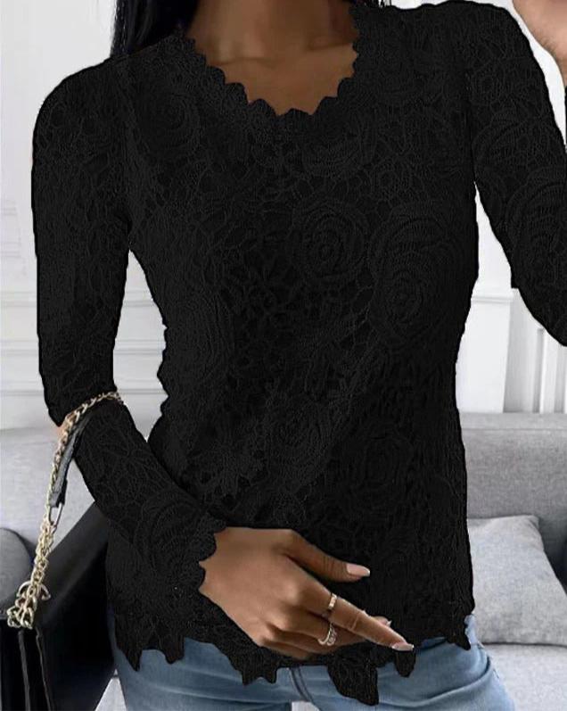 Variant image for Women Long Sleeve Top Black Lace | Elegant-8