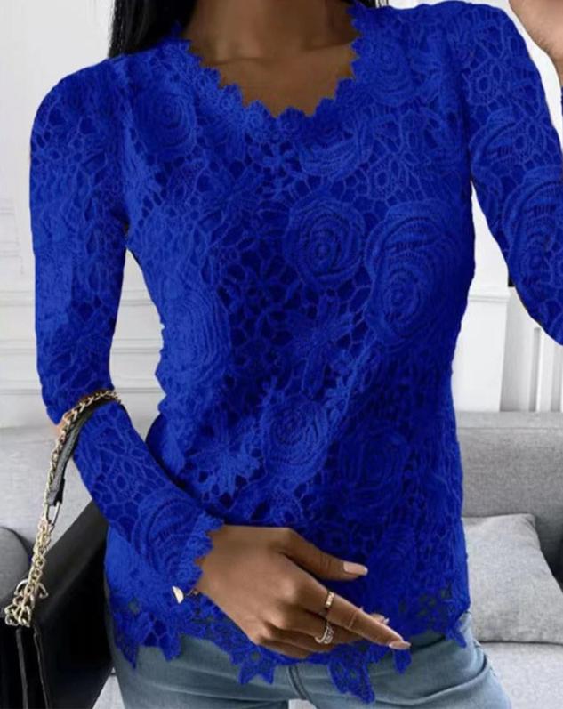 Variant image for Women Long Sleeve Top Black Lace | Elegant-15