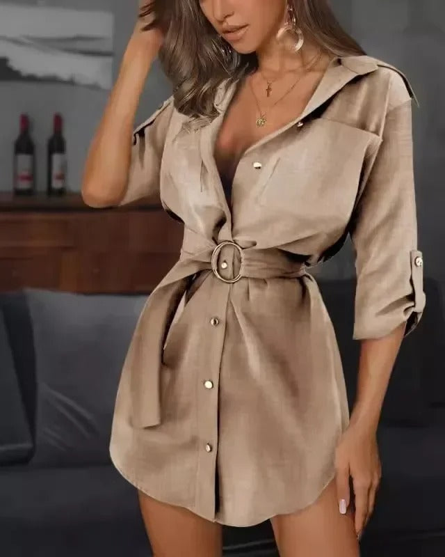 Women Shirt Dress Blue Lightweight Fabric | Kaitlyn-2