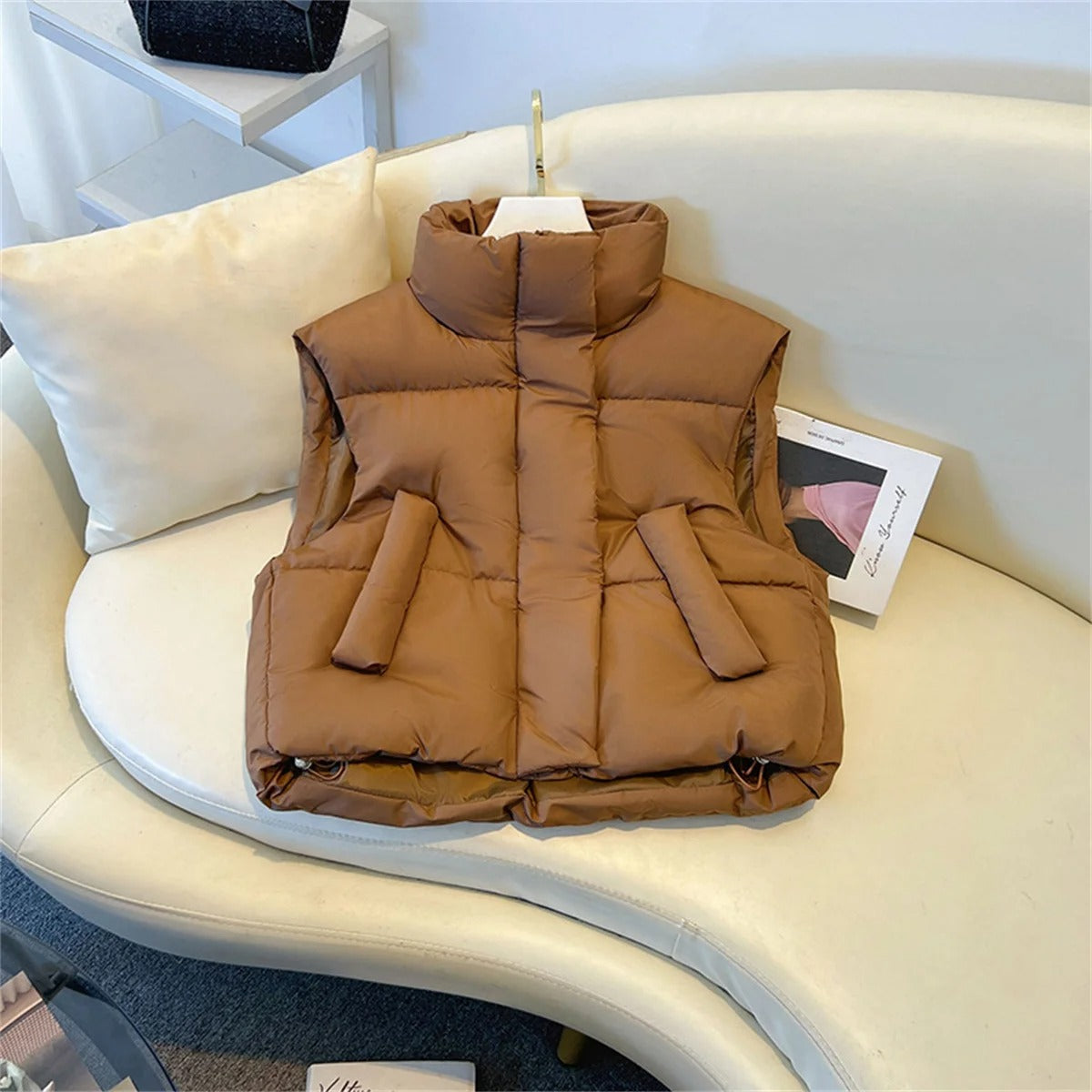 Women Padded High Collar Vest | Kirsie