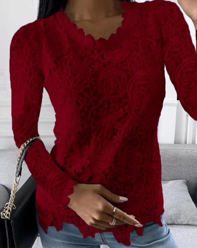 Variant image for Women Long Sleeve Top Black Lace | Elegant-22