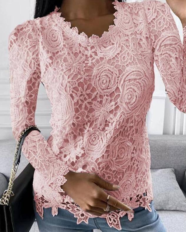 Women Long Sleeve Top Black Lace | Elegant-5