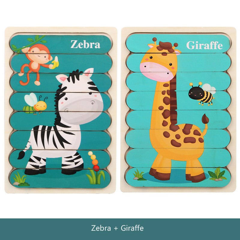Educational Toy Double-Sided Puzzle Wooden | Learning Fun-3