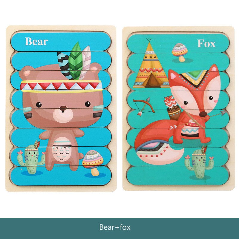 Educational Toy Double-Sided Puzzle Wooden | Learning Fun-4