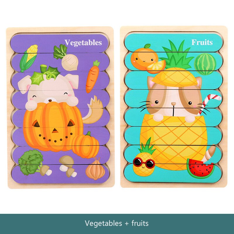 Educational Toy Double-Sided Puzzle Wooden | Learning Fun-1