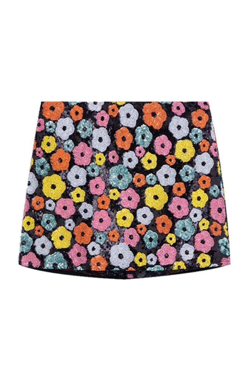 Women Floral Sequin Mini Skirt | Kaylee