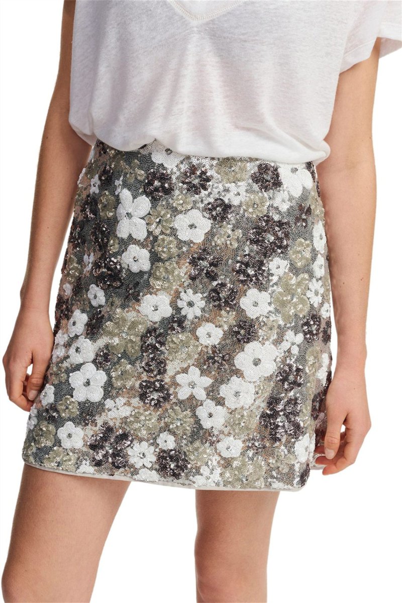 Women Floral Sequin Mini Skirt | Kaylee