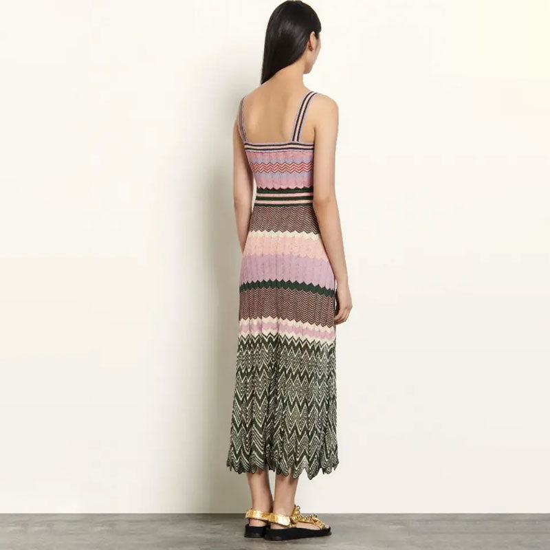 Women Chevron Knit Midi Sundress | Leandra
