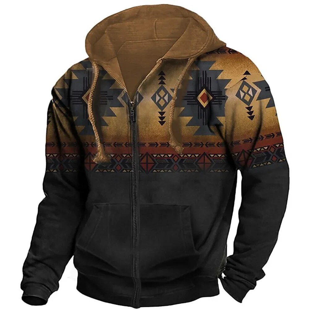 Men Tribal-Inspired Hooded Jacket | Mars