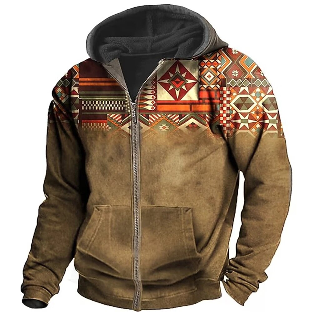 Men Tribal-Inspired Hooded Jacket | Mars