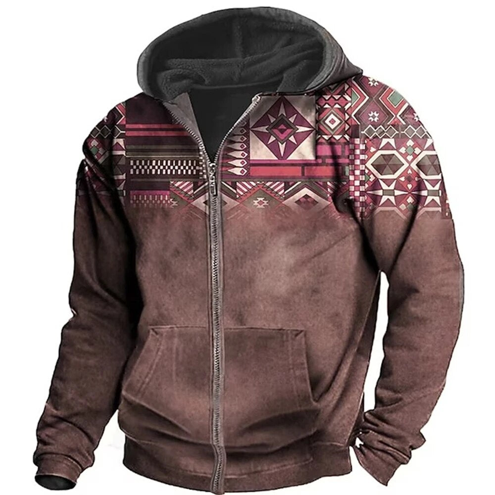 Men Tribal-Inspired Hooded Jacket | Mars