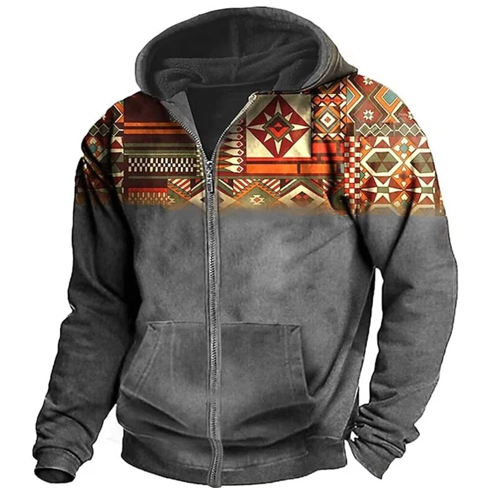 Men Tribal-Inspired Hooded Jacket | Mars