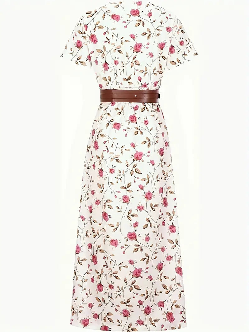 Women Floral V-Neck Maxi Dress | Elara