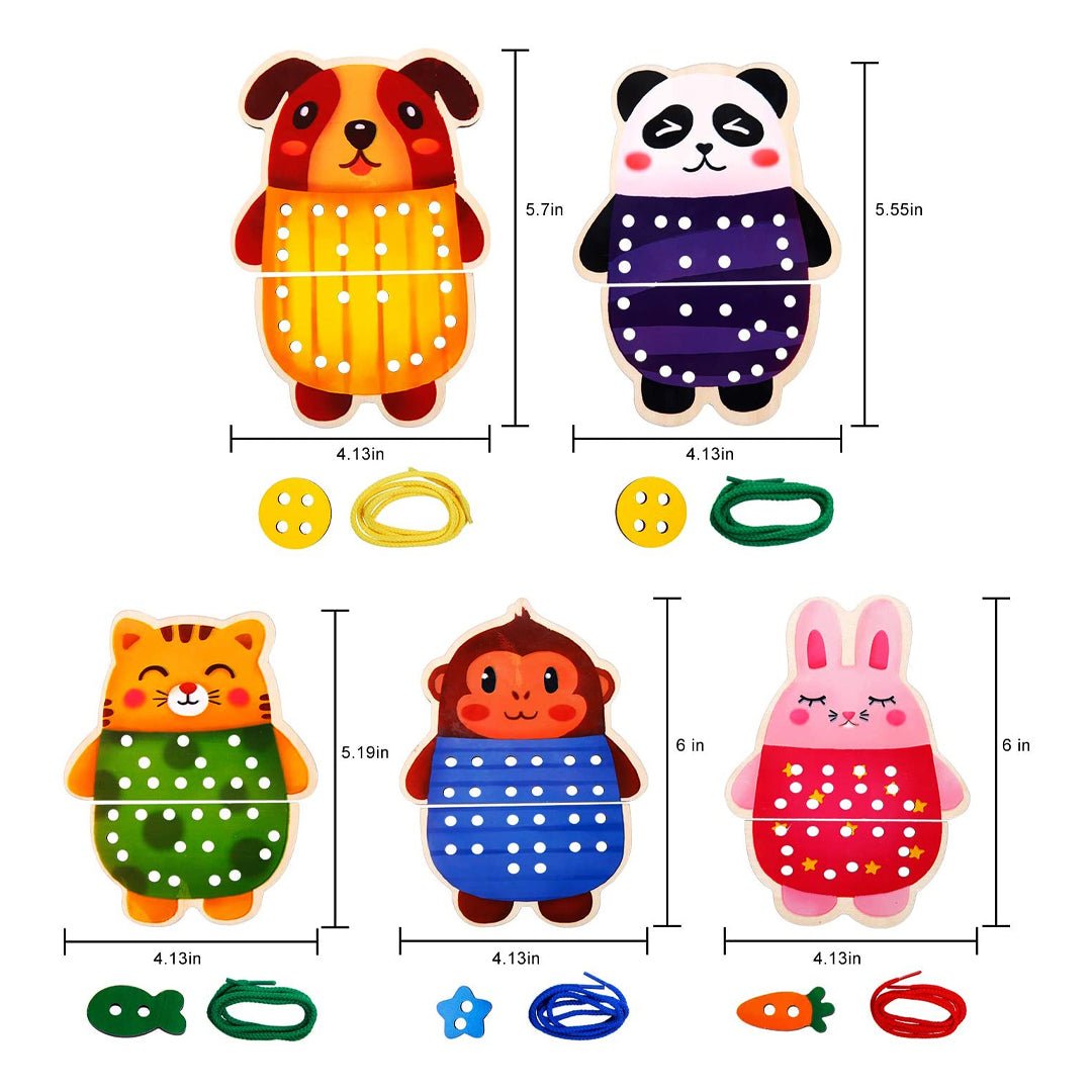 Kids Wooden Animal Sewing Cards | Montessori Learning-4