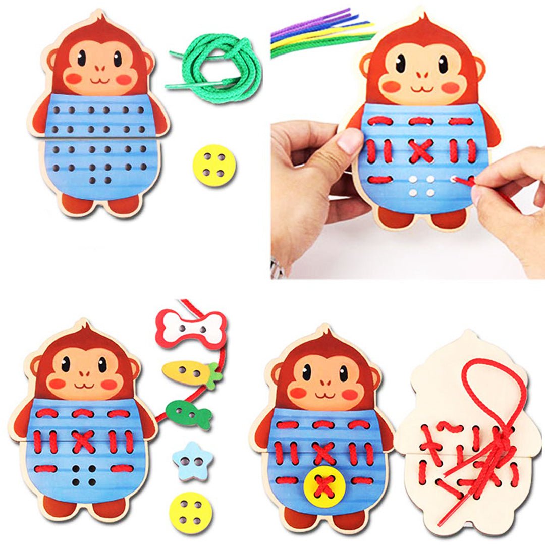 Kids Wooden Animal Sewing Cards | Montessori Learning-3
