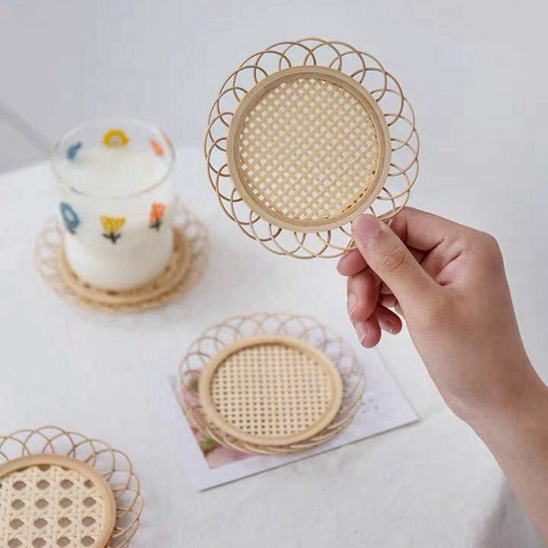 Handwoven Rattan Drink Coaster – Bamboo Material