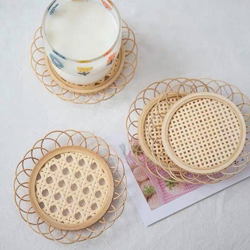 Handwoven Rattan Drink Coaster – Bamboo Material