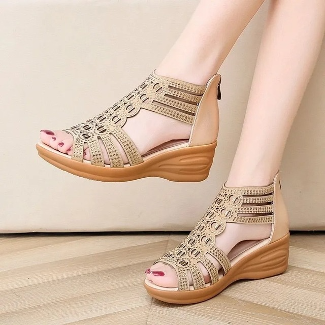 Variant image for Women Strappy Sandals Beige PU Leather | Bianca-8