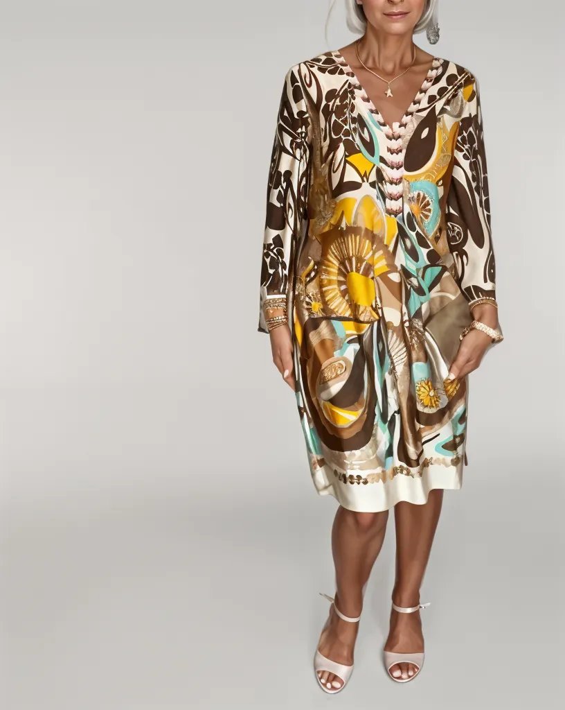 Patterned Knee-Length Dress | Aviva