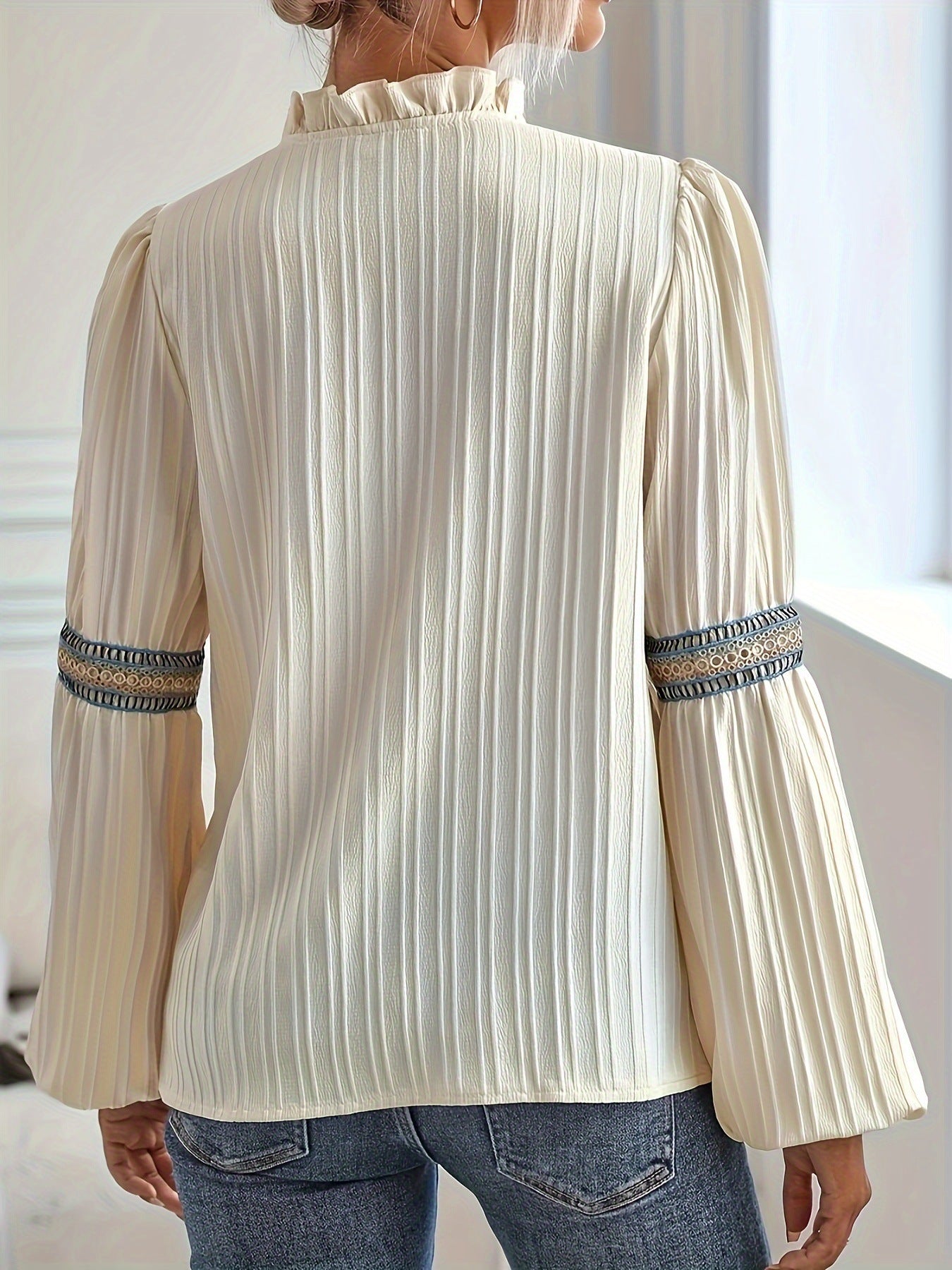 Lantern Sleeve V-Neck Blouse | Vienna