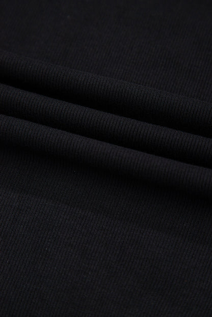 Women Bodysuit Black Ribbed Viscose | Elegant Chic-6