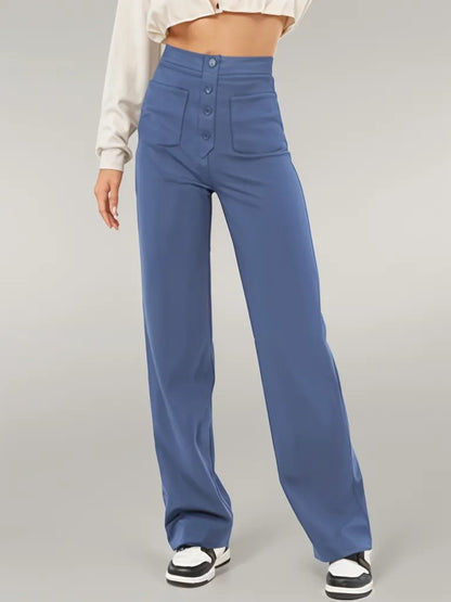 High-Waisted Button Detail Pants | Daria