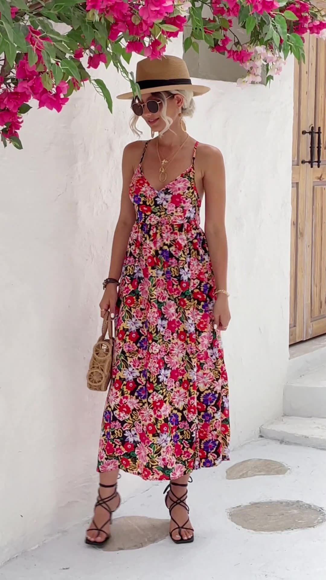 Women Floral Maxi Dress Polyester | Rufa-5