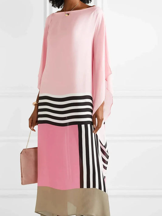 Women Midi Dress Multi Stripe Cotton | Shara-1