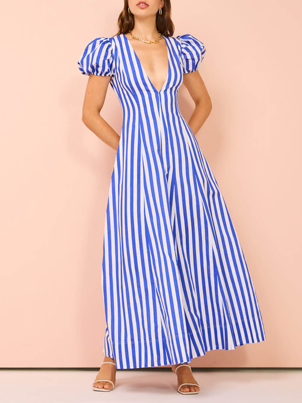 Women Maxi Dress Striped Cotton | Pria-3