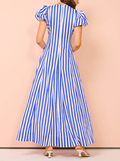 Women Maxi Dress Striped Cotton | Pria-5