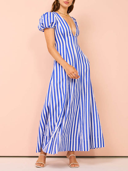Women Maxi Dress Striped Cotton | Pria-6