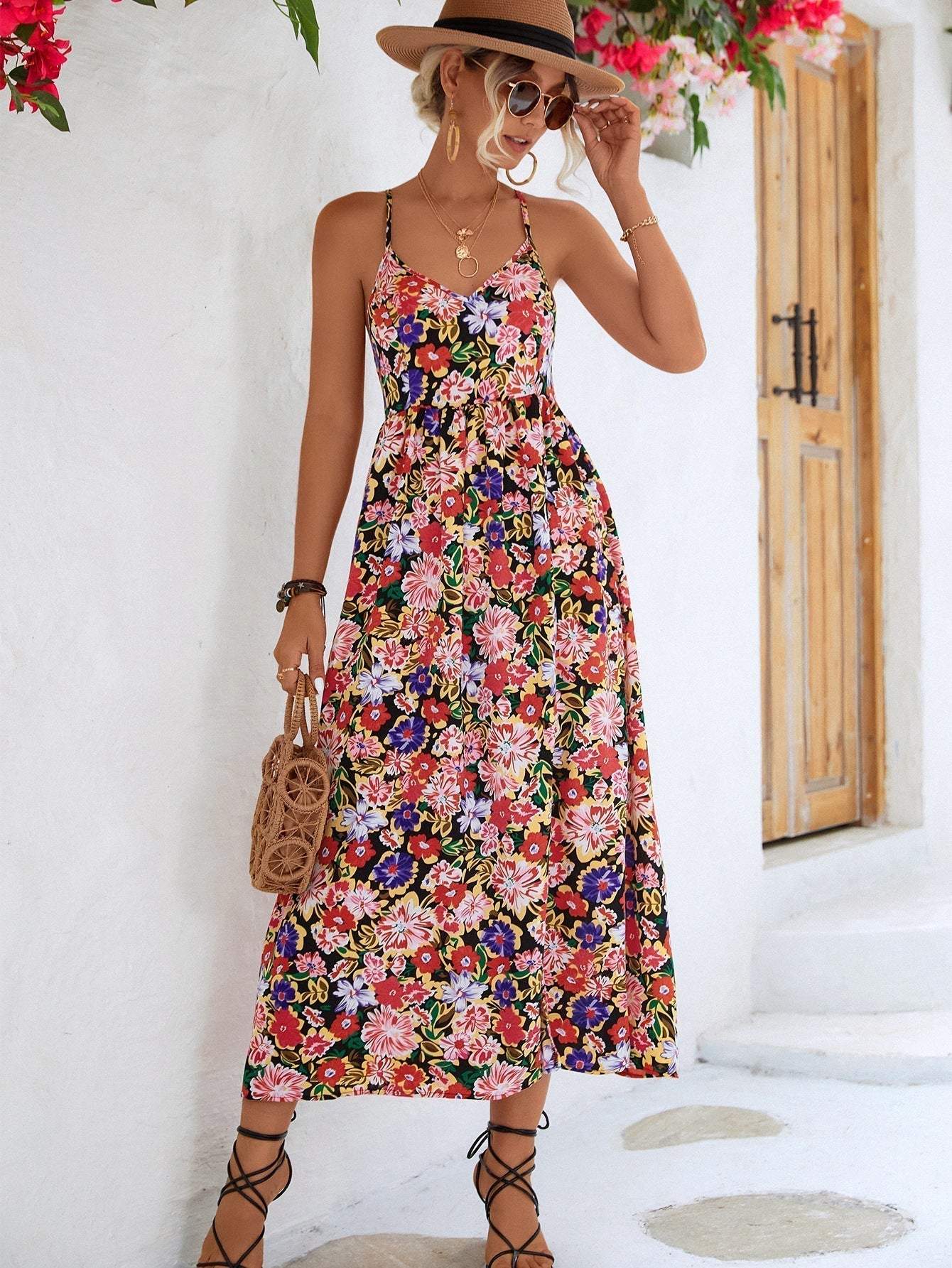 Variant image for Women Floral Maxi Dress Polyester | Rufa-5