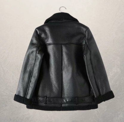 Women Leather Jacket Black Fleece | Classic Style-4