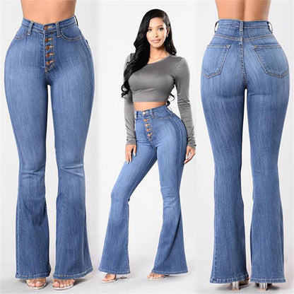 Women Wide Leg Jeans Light Blue Cotton | Bella-2