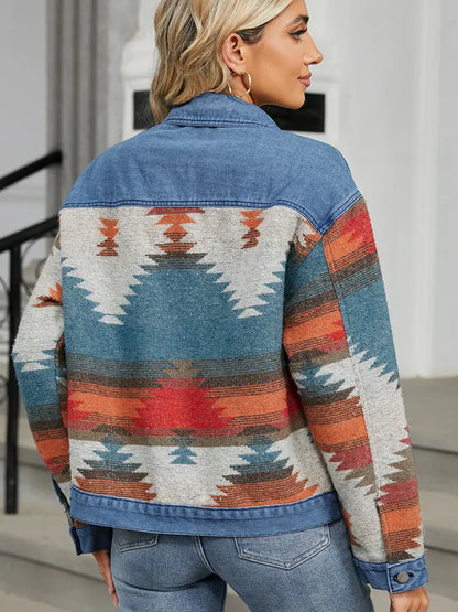 Women Denim Jacket Multi-Color Cotton | Autumn Chic-5