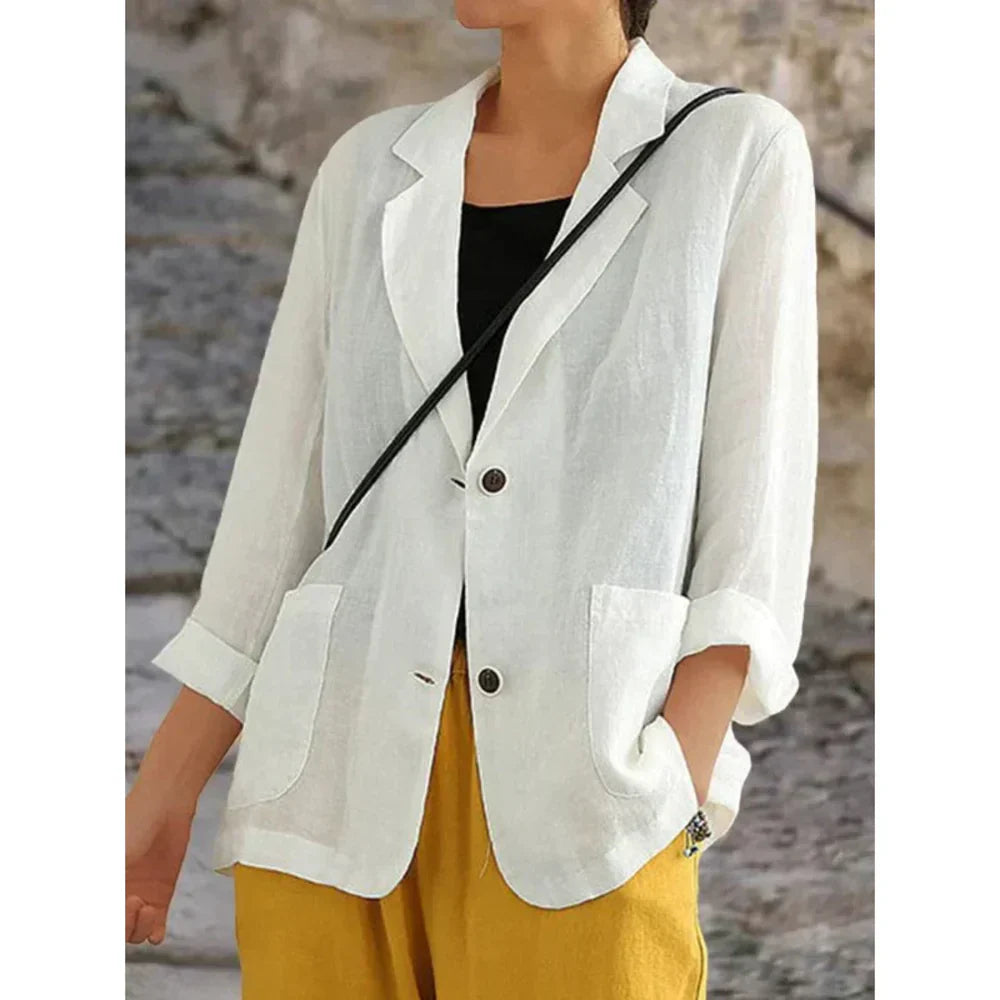 Lightweight Linen Blazer with Rolled Sleeves | Valeria